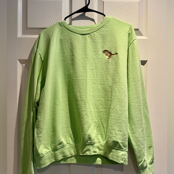 American Museum of Natural History Green Dinosaur T Rex Fleece Sweatshirt Size M - Picture 1 of 8